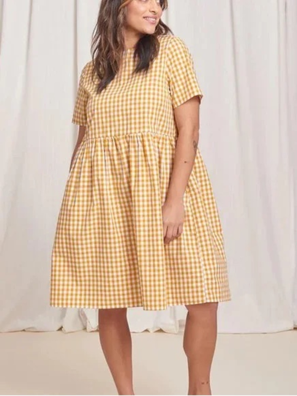 Tradlands Nico Yellow Gingham Mini Dress
